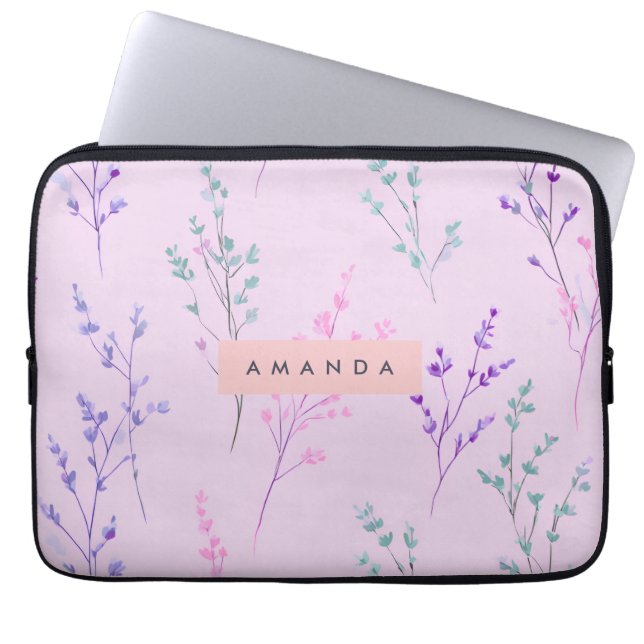 Personlig Pastel-Blommigt, Elegant Laptop Fodral (Framsidan)