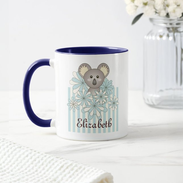 Personlig Pastel Blue Cute Koala Bear Kids Mugg (Skapare uppladdad)