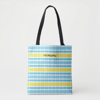 Personlig Pastel Blue och Gult Rand Tygkasse