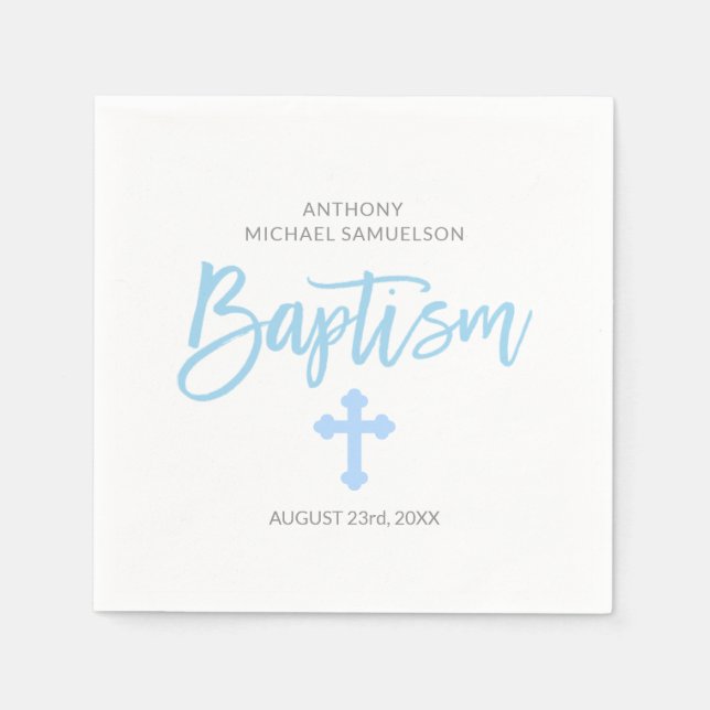 Personlig Pastel Blue White Boy Kor BAPTISM Pappersservett (Framsidan)