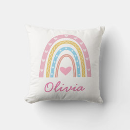 Personlig Pastel boho rainbow Namn Nursery Kudde