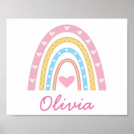 Personlig Pastel boho rainbow Namn tjej Poster