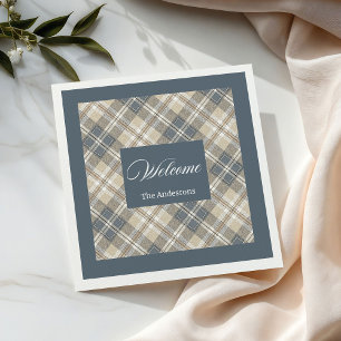 Personlig Pastel Brown Blue Napkins Classic Pappersservett