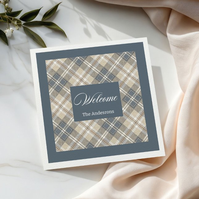 Personlig Pastel Brown Blue Napkins Classic Pappersservett (Personalized Pastel Brown Blue Napkins Classic)