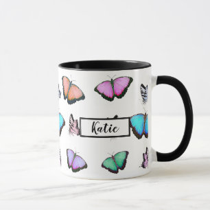 Personlig Pastel Butterflies Mugg