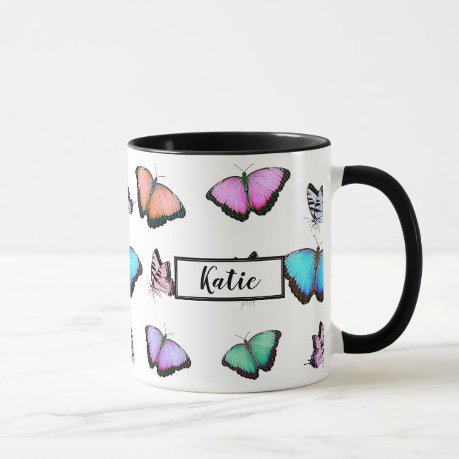 Personlig Pastel Butterflies Mugg (Höger)