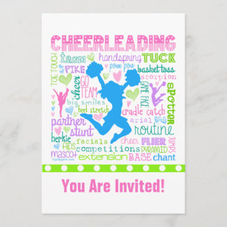 Personlig Pastel Cheerlead Ord Typografi Inbjudningar