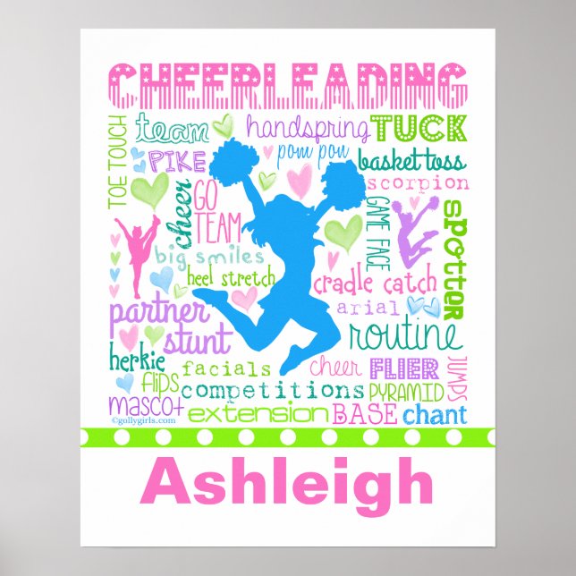 Personlig Pastel Cheerlead Ord Typografi Poster (Framsidan)