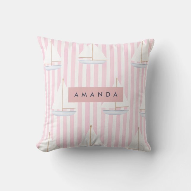 Personlig Pastel Cute Boat Mönster Kudde (Framsida)