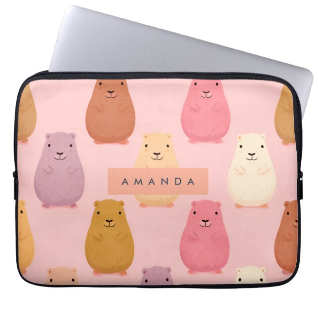 Personlig Pastel Cute Capybara Mönster Laptop Fodral (Framsidan)
