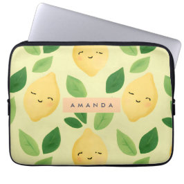 Personlig Pastel Cute Smiling Lemon Mönster Laptop Fodral
