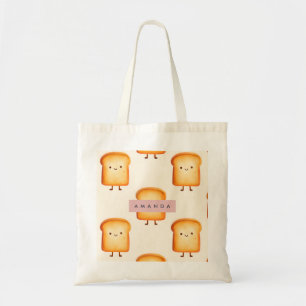 Personlig Pastel Cute Smiling Toast Mönster Tygkasse