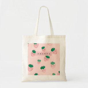 Personlig Pastel Cute Strawberry Mönster Tygkasse