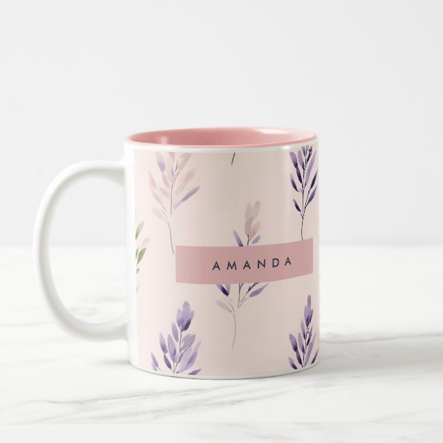 Personlig Pastel Elegant Lavender Pastel Två-Tonad Mugg (Vänster)