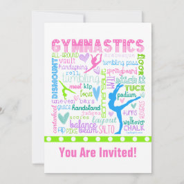Personlig Pastel Gymnastics Ord Typography Inbjudningar