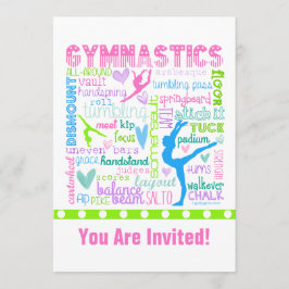 Personlig Pastel Gymnastics Ord Typography Inbjudningar