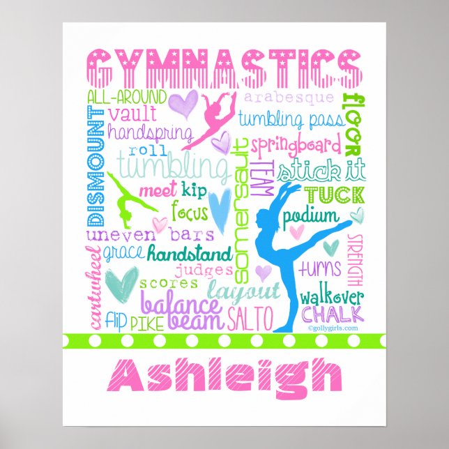 Personlig Pastel Gymnastics Ord Typography Poster (Framsidan)