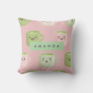 Personlig Pastel Kawaii Matcha Tea Mönster Kudde