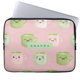 Personlig Pastel Kawaii Matcha Tea Mönster Laptop Fodral