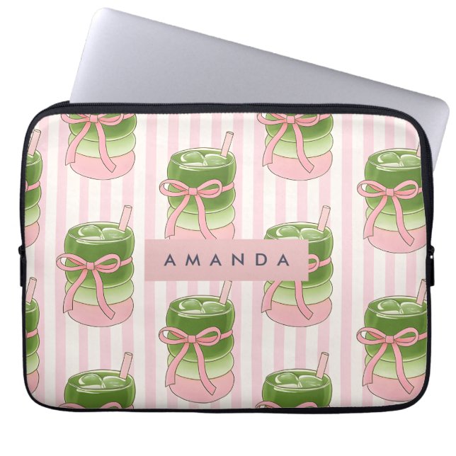 Personlig Pastel Matcha Kopp Mönster Laptop Fodral (Framsidan)