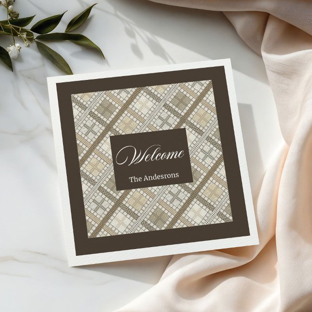 Personlig Pastel Napkins Chic Neutralt Geometry Pappersservett (Personalized Pastel Napkins Chic Neutral Geometry)