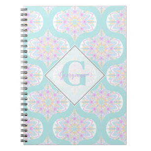 Personlig Pastel Rainbow Blommigt Mandala Mid Mod Anteckningsbok