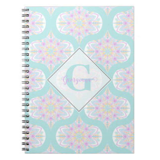 Personlig Pastel Rainbow Blommigt Mandala Mid Mod Anteckningsbok