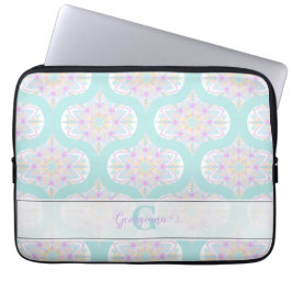 Personlig Pastel Rainbow Blommigt Mandala Mid Mod Laptop Fodral