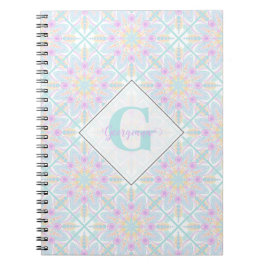 Personlig Pastel Rainbow Blommigt Mandala Tiled Anteckningsbok