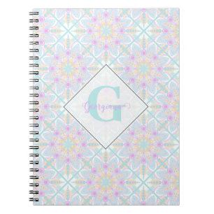 Personlig Pastel Rainbow Blommigt Mandala Tiled Anteckningsbok