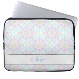 Personlig Pastel Rainbow Blommigt Mandala Tiled Laptop Fodral