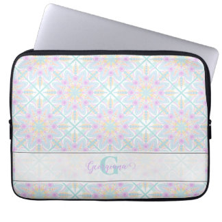 Personlig Pastel Rainbow Blommigt Mandala Tiled Laptop Fodral