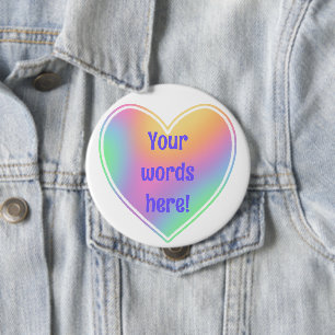 Personlig Pastel Rainbow Heart-knapp Knapp