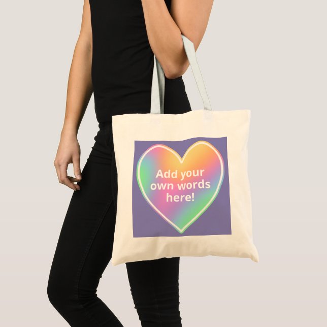 Personlig Pastel Rainbow Heart Tote Bag Tygkasse (Framsida (produkt))
