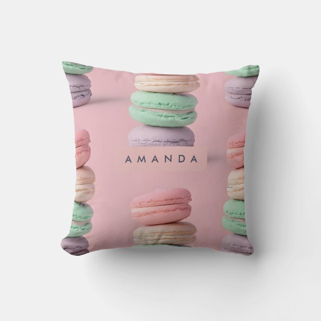 Personlig Pastel Rainbow Macaron Delight Kudde (Framsida)