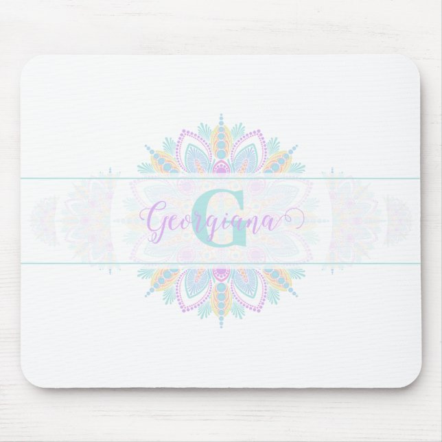 Personlig Pastel Rainbow Ornamental Dot Mandala Musmatta (Framsidan)
