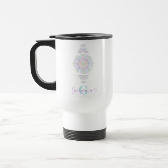 Personlig Pastel Rainbow Ornamental Dot Mandala Resemugg (Vänster)