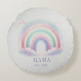 Personlig Pastel Rainbow Round Pillow Rund Kudde
