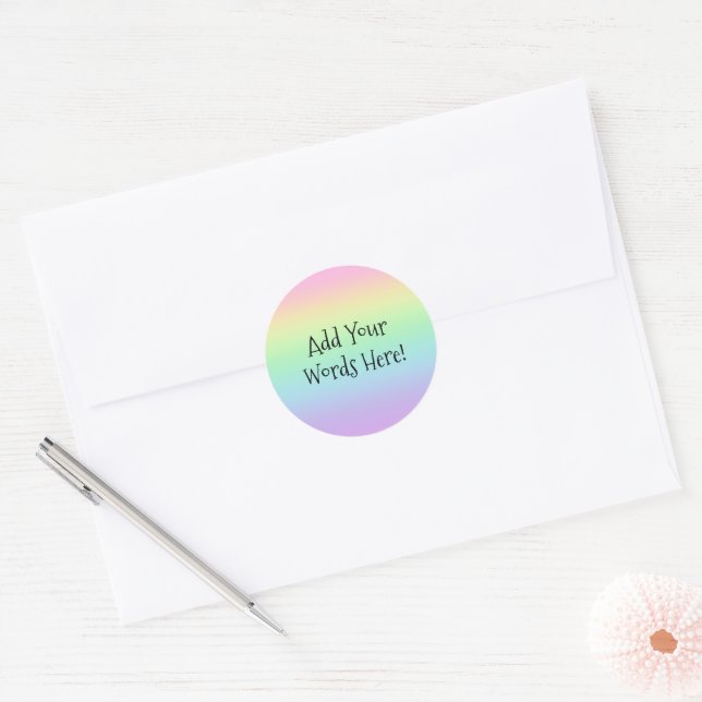 Personlig Pastel Rainbow Sticker Runt Klistermärke (Kuvert)