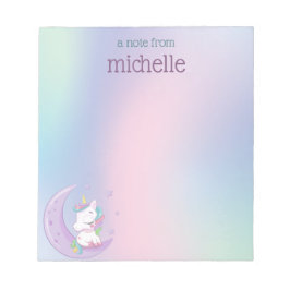 Personlig Pastel Rainbow Unicorn Anteckningsblock