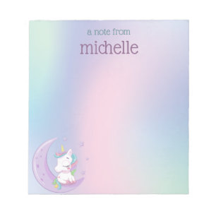 Personlig Pastel Rainbow Unicorn Anteckningsblock