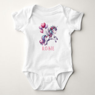 Personlig Pastel Rainbow Unicorn Baby Bodykostym T Shirt