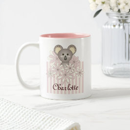 Personlig Pastel Rosa Cute Koala Girls Kids Två-Tonad Mugg