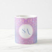 Personlig Pastel Rosa Glitter Mugg med Monogram