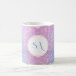 Personlig Pastel Rosa Glitter Mugg med Monogram