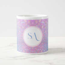 Personlig Pastel Rosa Glitter Mugg med Monogram
