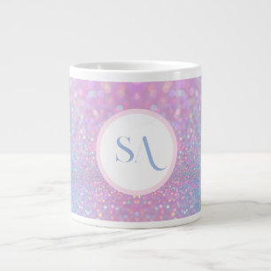 Personlig Pastel Rosa Glitter Mugg med Monogram Jumbo Mugg