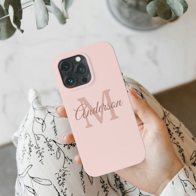 Personlig Pastel Rosa iphone case | Monogram (Skapare uppladdad)