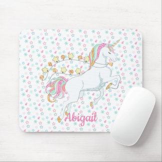 Personlig Pastel Rosa Magic Unicorn Stars Musmatta