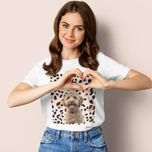 Personlig Pastel Rosa med Hund Photo and Namn T Shirt